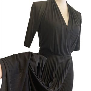 David Meister black jersey lace sleeve dress